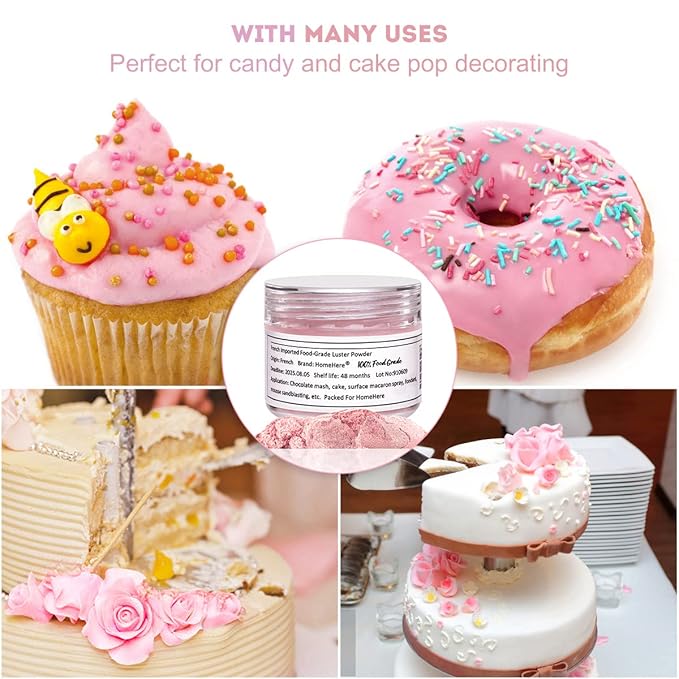 HomeHere Edible Luster Dust Food-Grade Glimmer Powder Glitter for Cake Decorating 7g, Edible