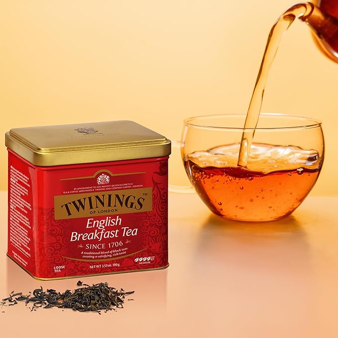 Twinings English Breakfast Loose Tea Tins, 3.53 Ounce Tins (Pack of 6), Smooth, Flavourful, Robust
