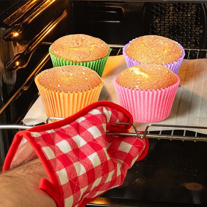 Gifbera Bright Rainbow Jumbo Cupcake Liners 400-Count, Large Solid Colorful Paper Baking Cups for
