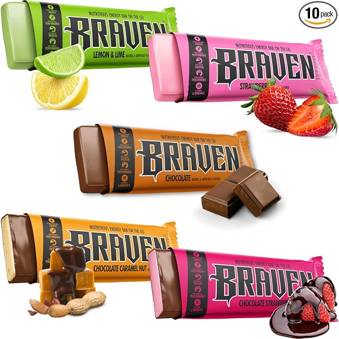 Braven Bar Variety Pack Energy Bars (1.59 oz, Pack of 10) ??Energy Chews with 5g Protein