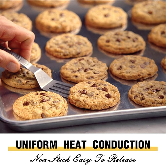Commercial Quality Baking Sheet Pan Set, Natural Aluminum Cookie Sheet, Umite Chef Warp Resistant
