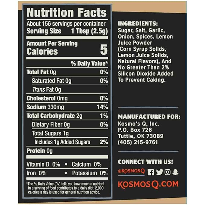 Kosmos Q Texas Beef Dry Rub, Steak Seasoning with Garlic, Onion, Lemon & Savory Spices for Steak