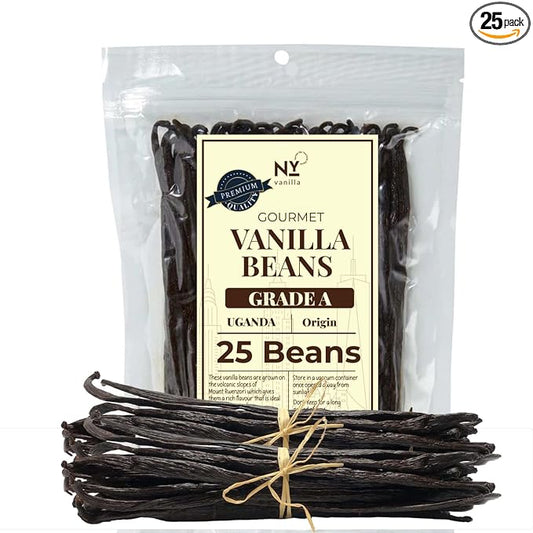 25 Whole Vanilla Beans Grade A + | Premium Vanilla Bean Pods for Making VanillaExtract | NON GMO |