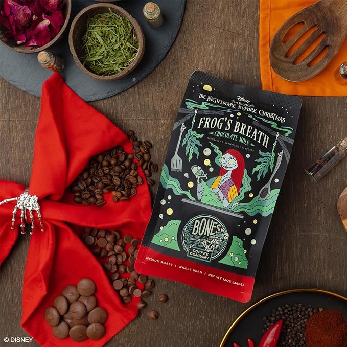 Bones Coffee Company The Nightmare Before Christmas Frog's Breath Flavored Coffee Beans, Medium