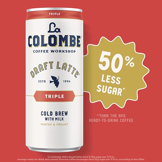 La Colombe Coffee, Triple Draft Latte, 11 fl oz Cans (Pack of 12), Coffeehouse Quality Cold Brew