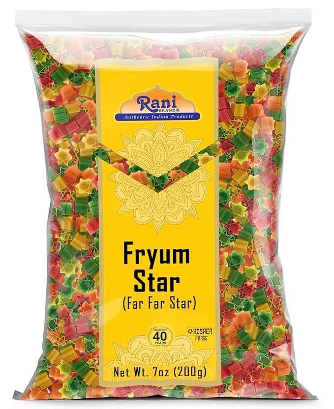Rani Far Far/Fryums (Wheat & Tapioca Pellet) Star Shape 7oz (200g) ~ Vegan, Kosher, Uncooked, Used