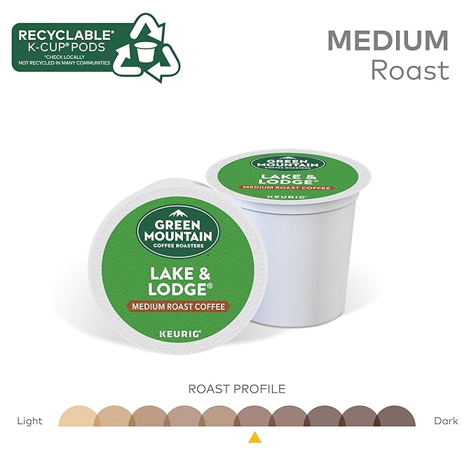 Green Mountain Coffee Roasters Lake and Lodge Blend Keurig Single-Serve K-Cup pods, Dark Roast