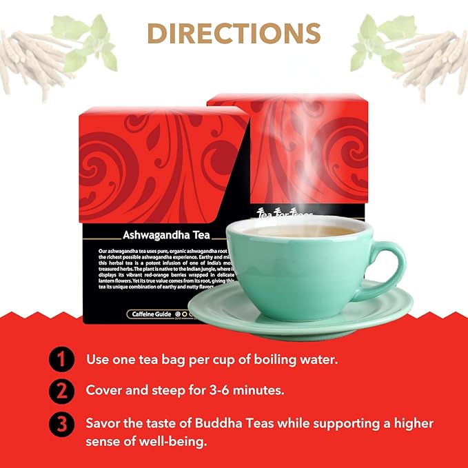 Buddha Teas - Ashwagandha Root Tea - Herbal Tea - Promote Cleansing & Wellness - With Antioxidants