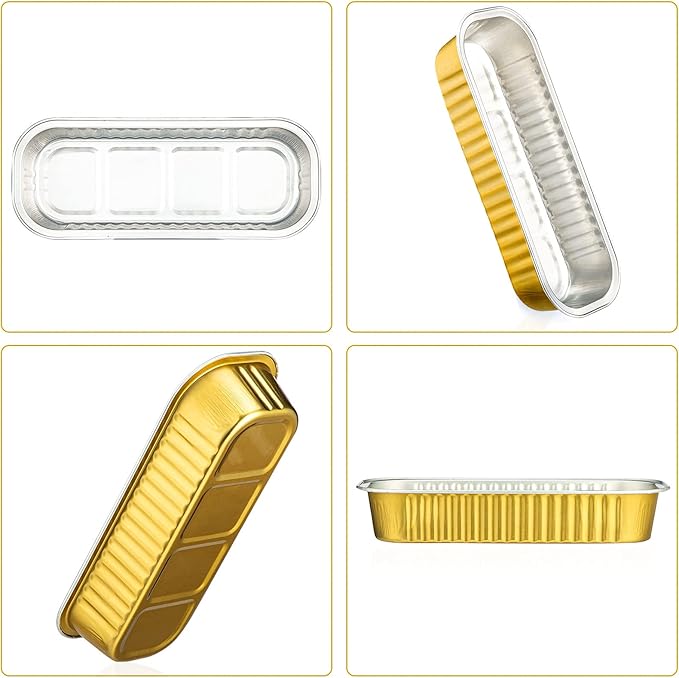 EUSOAR Gold Cupcake liners with Lids, 50pcs 6.8oz 6.5"x2.5"x1.2" Aluminum Disposable Ramekins Pan