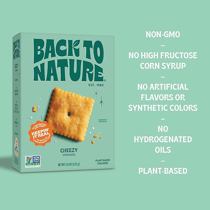 Back to Nature - Cheezy Crackers - Seriously Tasty Cheese Flavored Square Crackers - Wheat Flour