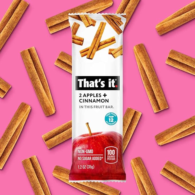 That's it. Apple + Cinnamon 100% Natural Real Fruit Bar, Best High Fiber Vegan, Gluten Free Healthy