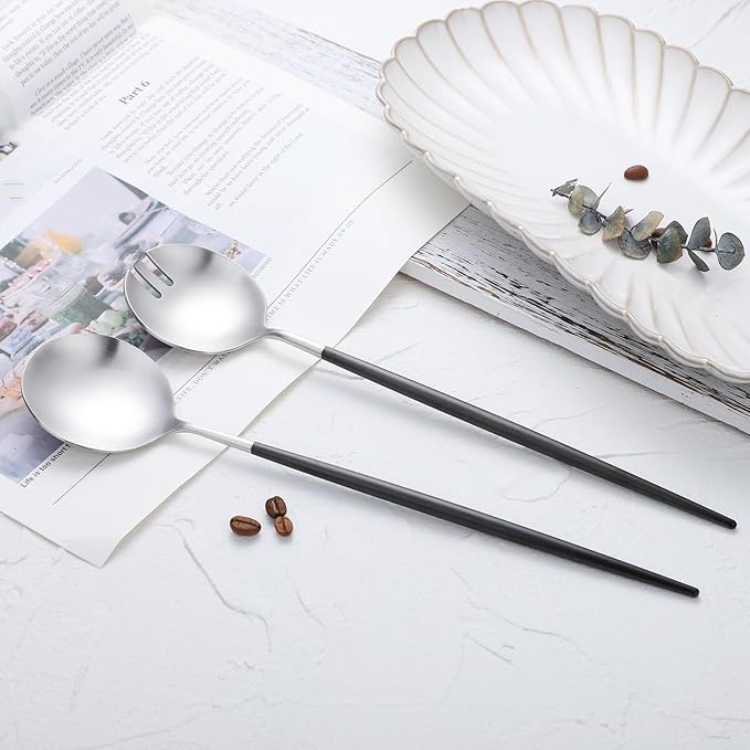 Salad Servers,Spoon and Fork Set 11.41 inch,18/10 Stainless Steel Salad Serving Titanium Plating