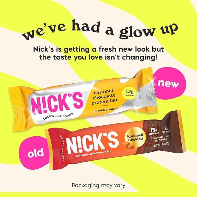 Nick?™s Chocolate Caramel Protein Bars ??12-Count Box | High Protein, Low Calories, Low Carbs, Keto