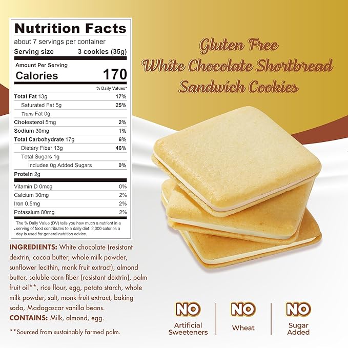 ChocZero Chocolate Cookies, White Chocolate Jolies, Gluten Free, No Added Sugar, 20 Crispy