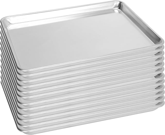 12 Pack Half Size Baking Sheet Pan, Aluminum Commercial Cookie Sheet Pan, Durable & Anti-Stick 18?쓝