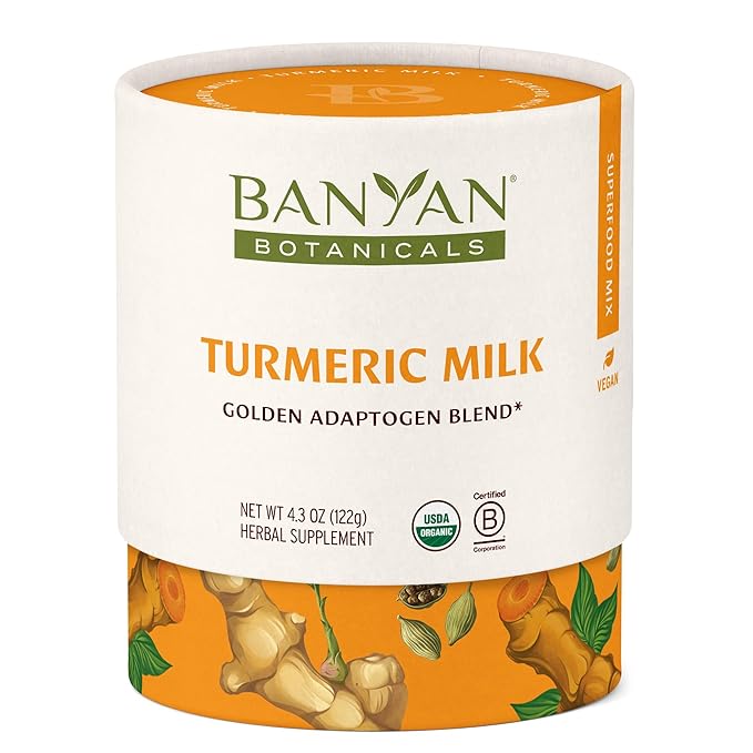 Banyan Botanicals Turmeric Milk ??Organic Turmeric Latte Mix with Ashwagandha & Cardamom ??Instant