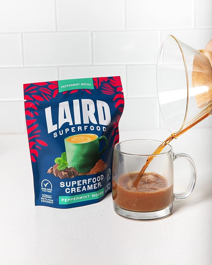 Laird Superfood Non-Dairy Original Superfood Peppermint Mocha Coconut Powder Coffee Creamer, Gluten