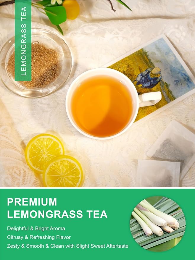 TeeLux Lemongrass Tea Bags, Pure & Natural Lemongrass Herbal Tea, Refreshing & Smooth Taste
