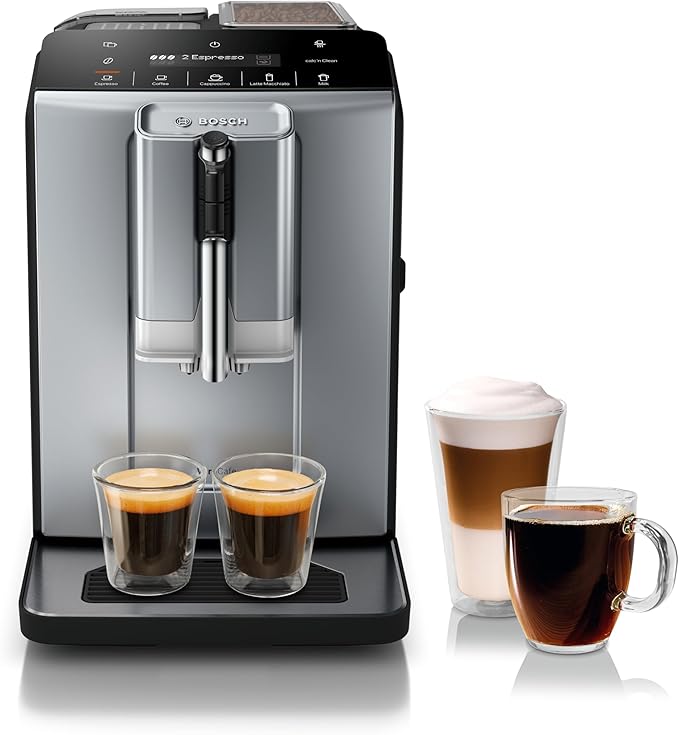 Bosch TIU20508 300 Series Fully Automatic Espresso Machine with Milk Express (in-cup frother), LCD