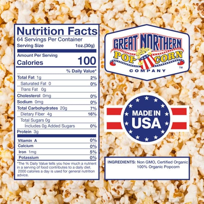 Organic Popcorn Kernels - 4lb Resealable Bulk Jug of Yellow Gourmet Popping Corn for Microwave