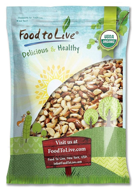 Food to Live Organic Brazil Nuts, 5 Pounds Non-GMO, Raw, Whole, No Shell, Unsalted, Kosher, Vegan