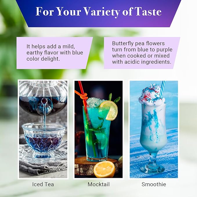 Butterfly Pea Flower Tea 1 LB (1000+ Cups) | Cut and Sifted | Makes Beautiful Blue Or Purple Food