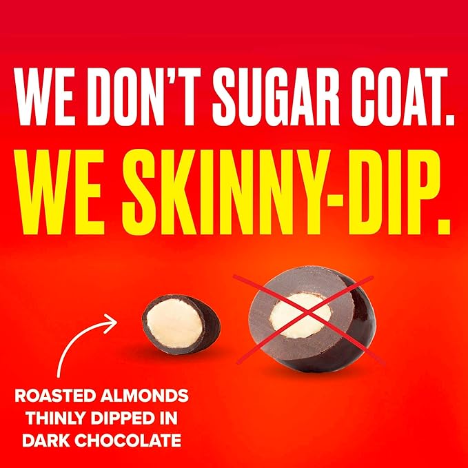 SkinnyDipped Dark Chocolate Peanut Butter Almonds, Healthy Snack, Plant Protein, Gluten Free, 0.46