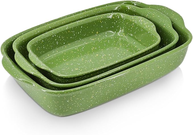 Ceramic Baking Dishes for Oven,Heavy Duty Bakeware Dish Set of 3, Rectangular Casserole,Lasagna Pan