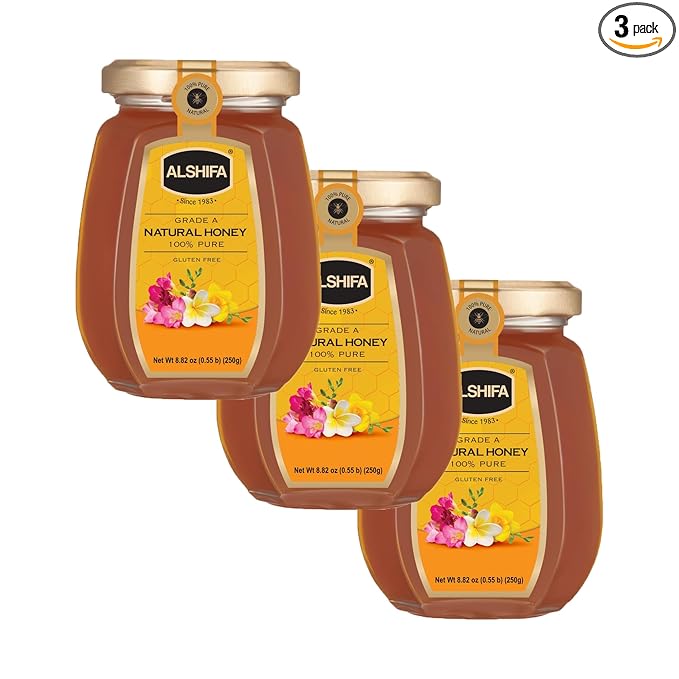 ALSHIFA Natural Honey 8.81oz (250g) | Pack of 3 | Raw & Pure Honey Unpasteurized | 100% Pure