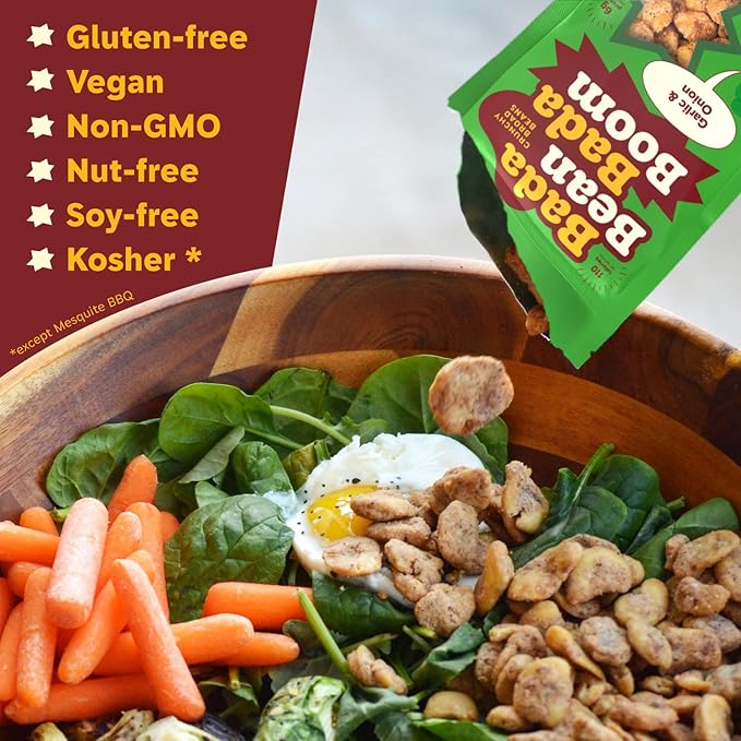 Enlightened Bada Bean Bada Boom Roasted Fava Beans, Dried Broad Beans - 110 Calories, 4g Fiber, 6g