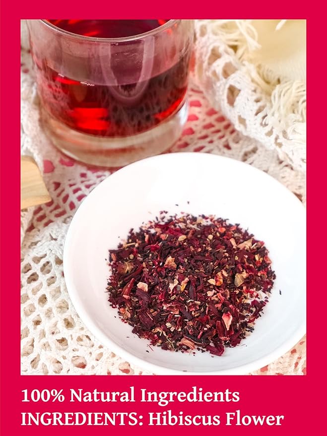 TeeLux Hibiscus Tea Bags, Natural Hibiscus Flowers Herbal Tea, Caffeine Free, Refreshing Tart