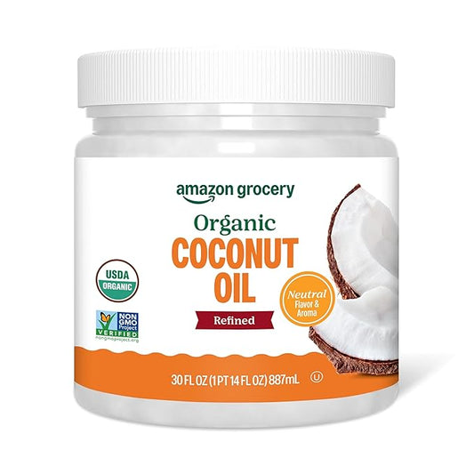 Amazon Grocery, Organic Refined Coconut Oil, 30 Fl Oz (Previously Amazon Fresh, Packaging May Vary)