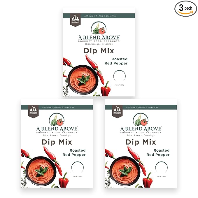 A Blend Above Roasted Red Pepper Dip Mix, 3 Packs, 1 oz. Each, Makes 16 Ounces, Gluten-Free, No