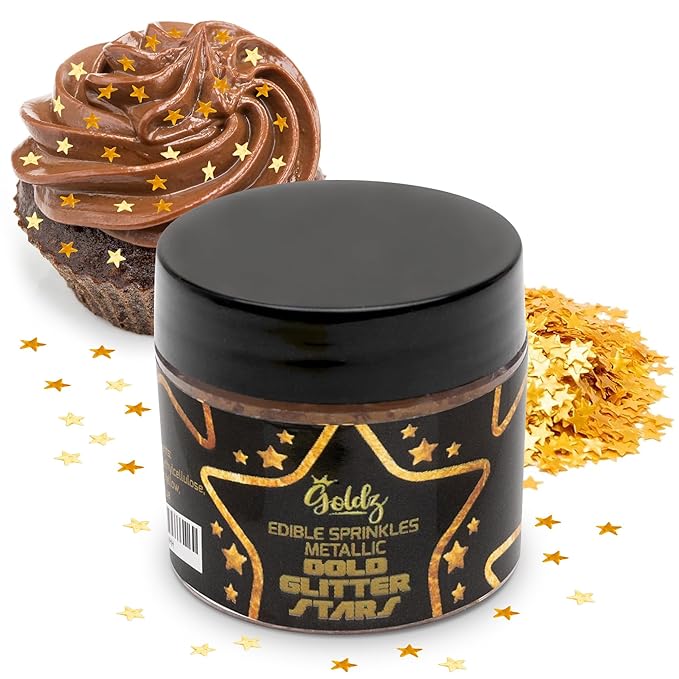 Goldz Edible Star Glitter ??Metallic Edible Stars for Cake Decorating, Cake Decorations, Gold Star