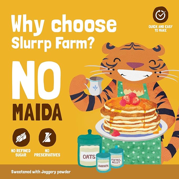 Slurrp Farm No Maida Pancake Mix | Instant Breakfast Mix Made with Oats and Jowar | Eggless Healthy