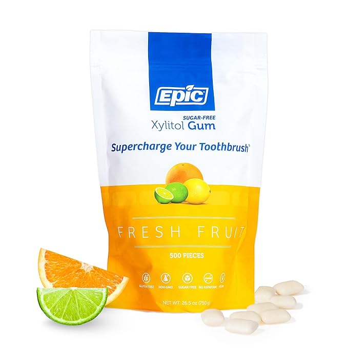 Epic 100% Xylitol Fresh Fruit Chewing Gum - Sugar Free, Aspartame Free Dental Gum - Supports Oral