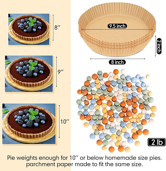 1 Pack Multi Color 2 lb Pie Weights for Baking Crust Ceramic Weights Blind Baking Beads with 50 Pcs