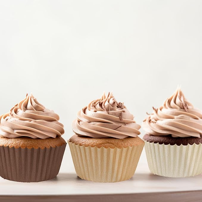 Whaline 600Pcs Brown Neutral Cupcake Liners Fall Color Brown Gradient Color Baking Cups Tan