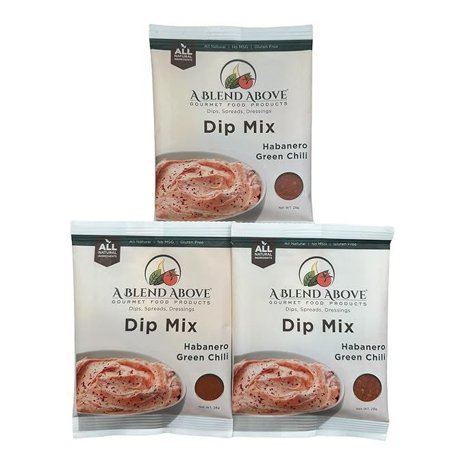 A Blend Above Habanero Green Chili Dip Mix Mixed Seasonings Packet, 1 oz (3 Pack),Spicy Dip