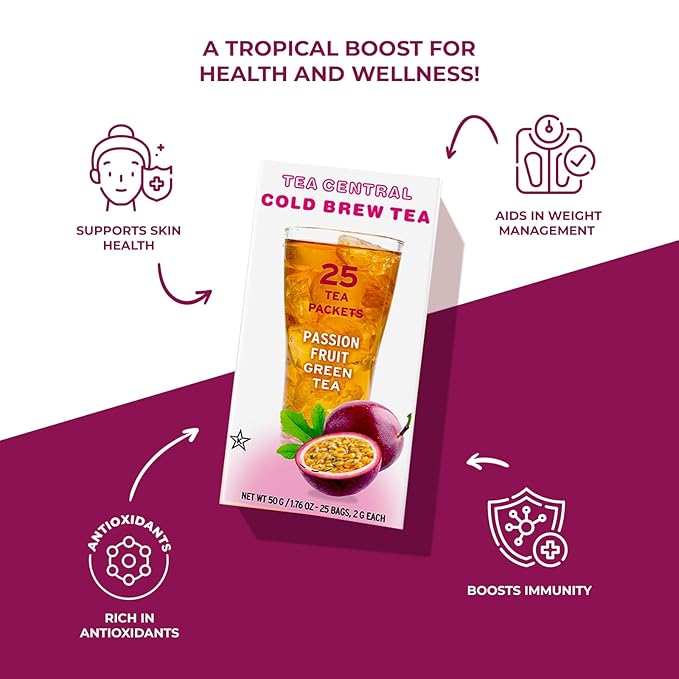 Life Plus Style Gourmet TEA CENTRAL Passion Fruit Iced Tea with Organic Ceylon Green Tea Refreshing
