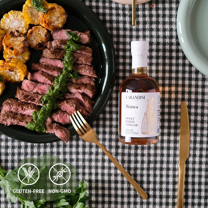 Carandini Bianca Sweet White Vinegar, Gluten-Free, Gourmet Italian White Condiment Made in Italy
