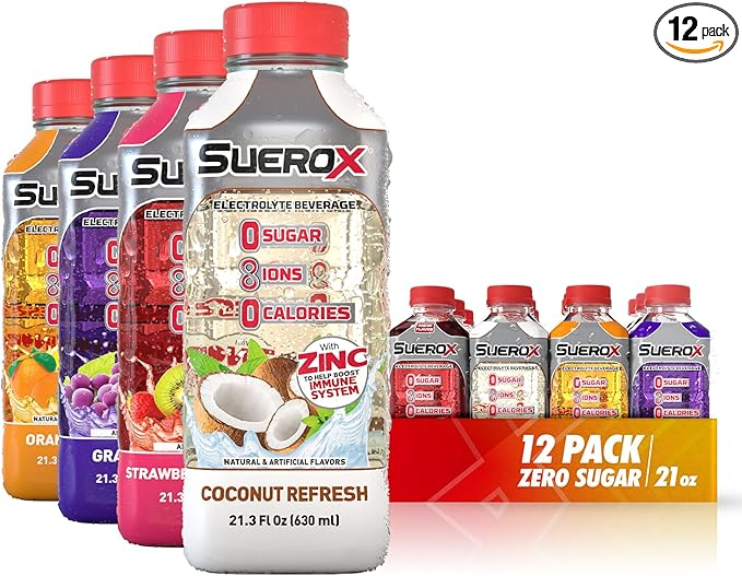 SueroX Sugar-Free Sports Drink for Hydration and Recovery, Electrolyte Hydration Drink with 8 Ions