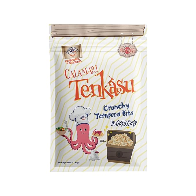 Calamari Tenkasu Tempura Bits 10.58 Ounce, Authentic Japanese Snack by Swashbuckle Snacks, Made in