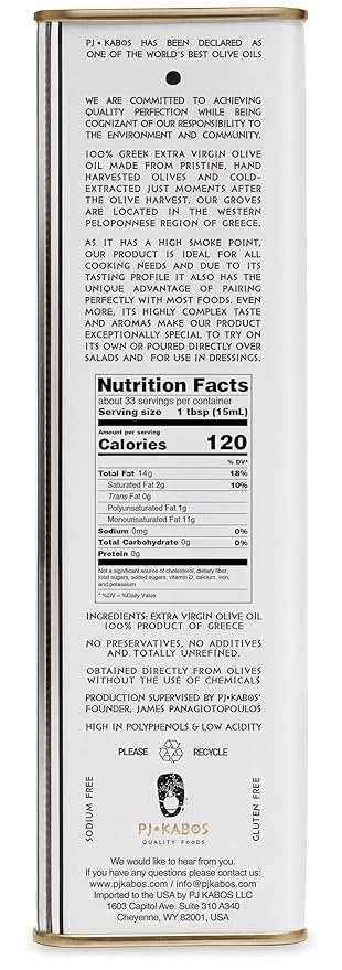 P.J. KABOS 2024/25 Harvest, High Phenolic (450+mg/kg), Premium Greek Extra Virgin Olive Oil