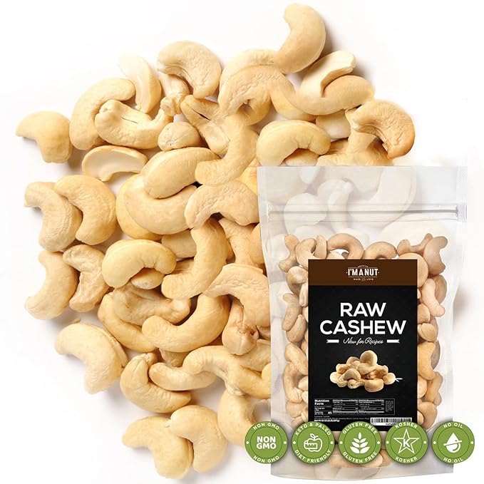 Premium Raw Cashews 32oz (2 lbs.) Non-GMO, No Additives Batch Tested Gluten & Peanut Free