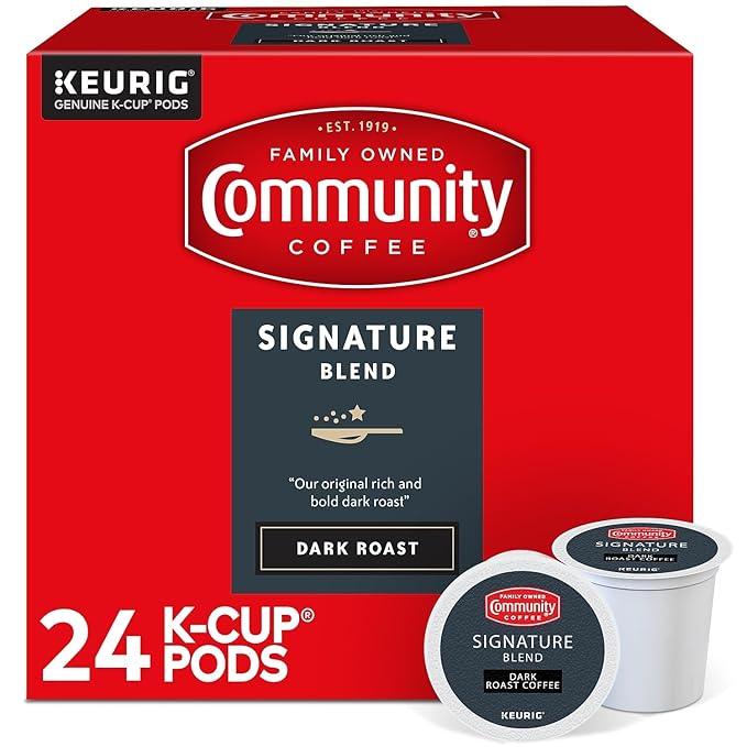 Community Coffee Signature Blend 24 Count Coffee Pods, Dark Roast, Compatible with Keurig 2.0 K-Cup