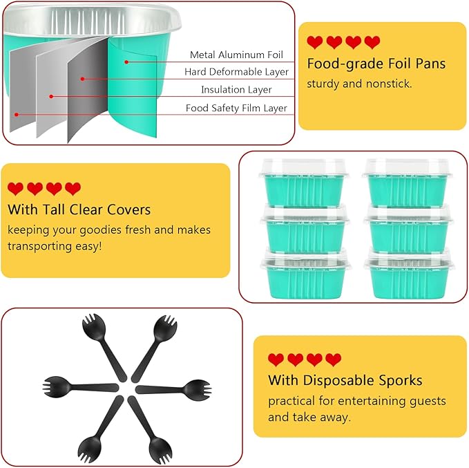 LNYZQUS 120pack/10oz Foil Mini Cake Tins with Lids 4?�X4??Small Cake Baking Pans Cupcake