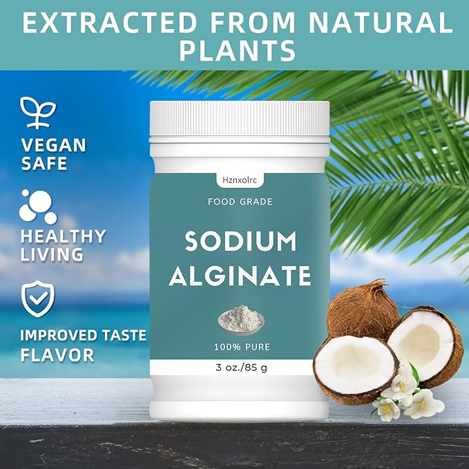 3 oz Sodium Alginate Powder Food Grade, Pure Sodium Alginate Powder Perfect for Making Luxurious