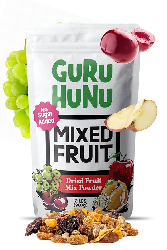 GURU HUNU Dried Fruit Mix, From Mediterranean, Healthy Snacks, No Sugar Added, Chemical Free, Diced