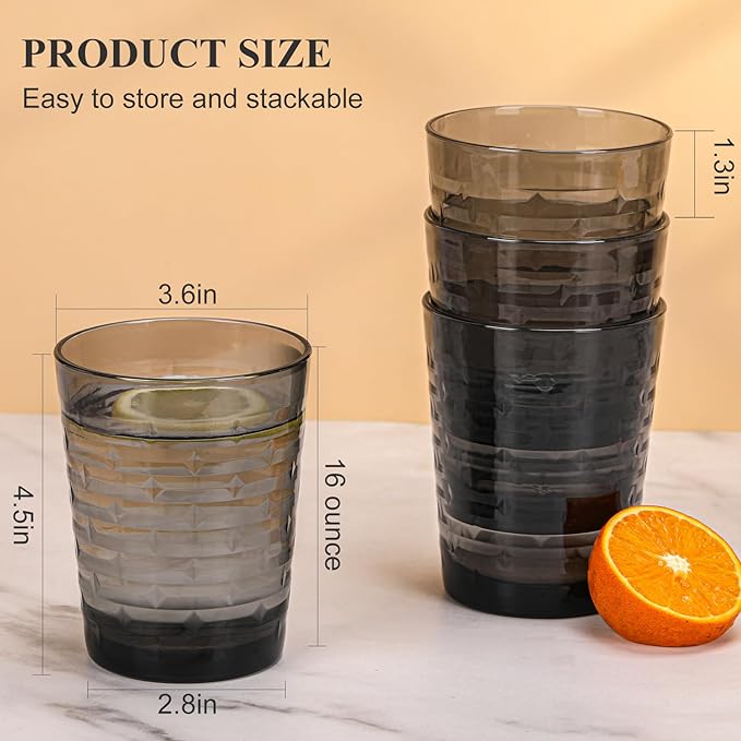 BPA-Free Plastic Tumblers 6 Pack (6x16oz) | Reusable Dishwasher Safe | Stackable Shatterproof Cups